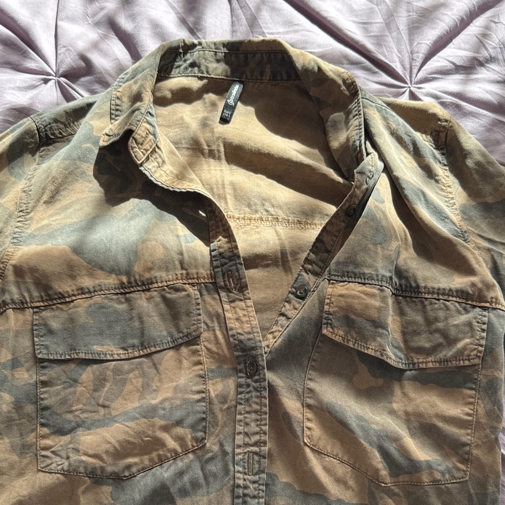 Stradivarius Camouflage Button Down Shirt